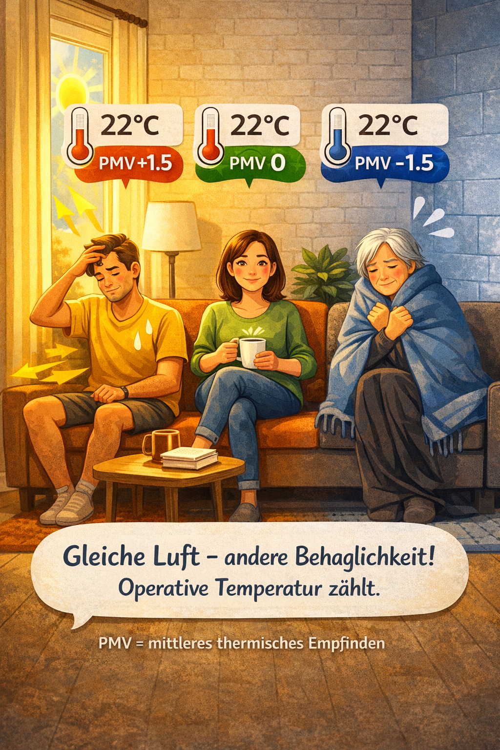 Illustration PMV mittleres thermisches Empfinden