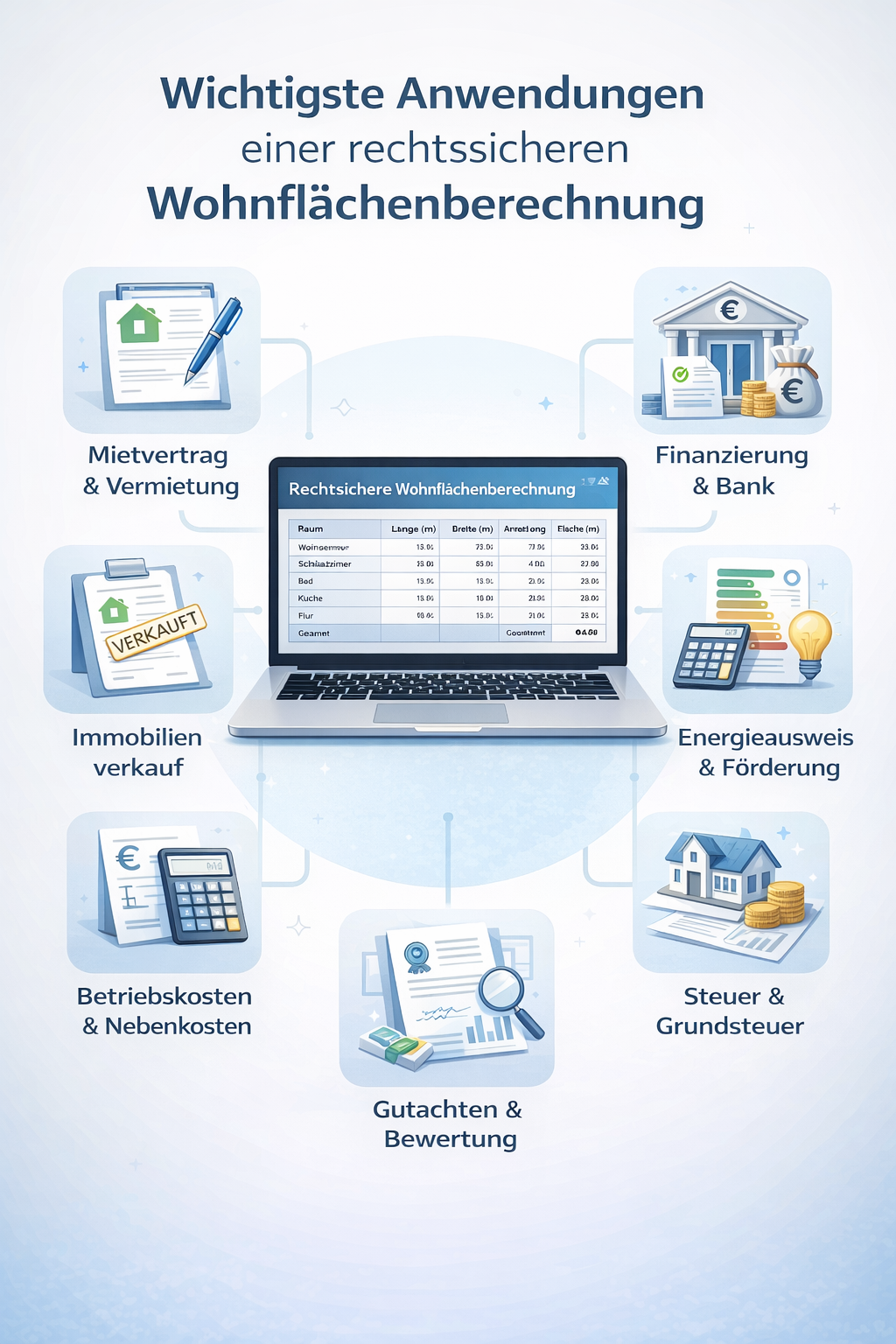 Wichtigste Anwendungen einer rechtssicheren Wohnflächenberechnung